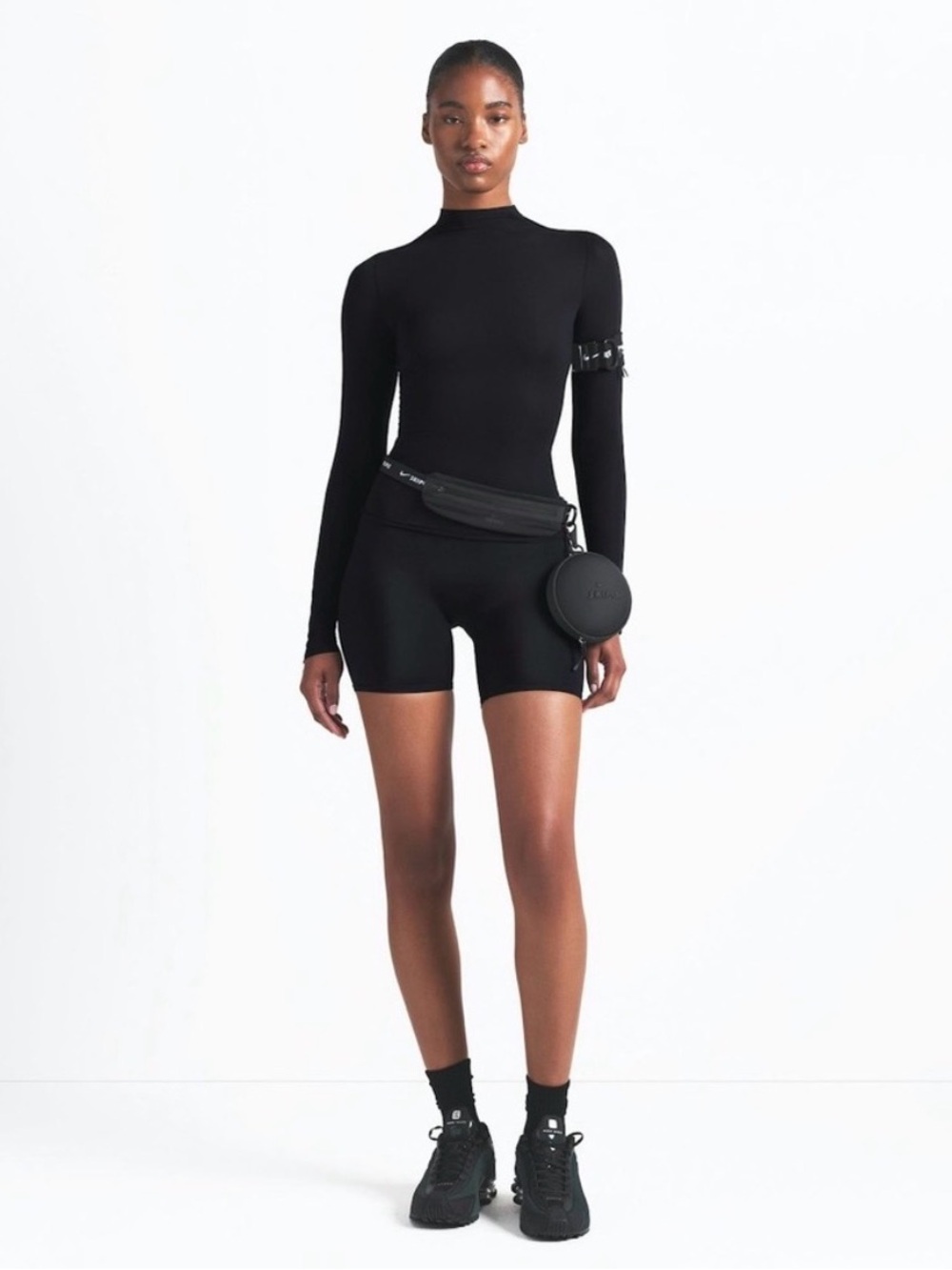 Skims NikeSkims Nike Weightless Layers Mock Neck Long Sleeve Top Obsidian Black